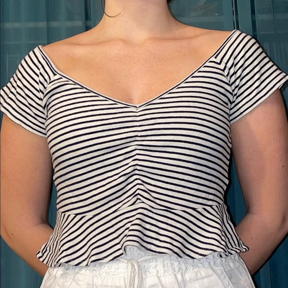 American Eagle Striped Crop Top - Picture 2 of 3
